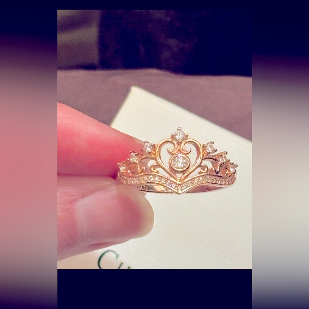 Charmed Aroma-Elegant Sterling Silver 925 Plated W/18k Rose Gold-Tiara Ring-Sz10